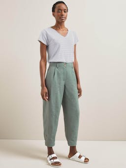 Sage green Tyson techni linen tapered trousers Trouser Cefinn    - Collagerie