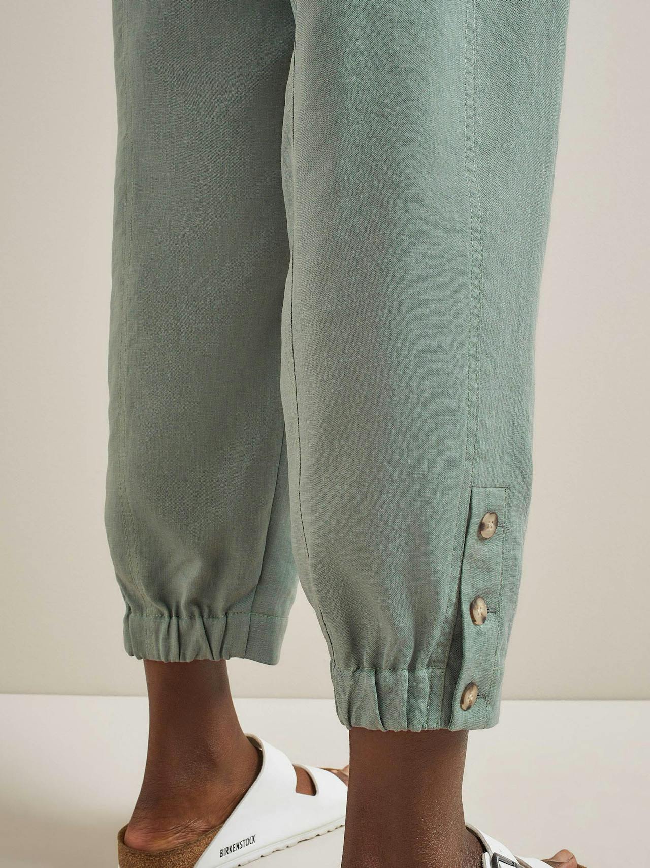 Sage green Tyson techni linen tapered trousers Trouser Cefinn    - Collagerie