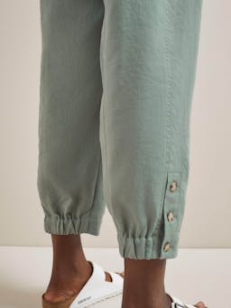 Sage green Tyson techni linen tapered trousers Trouser Cefinn    - Collagerie