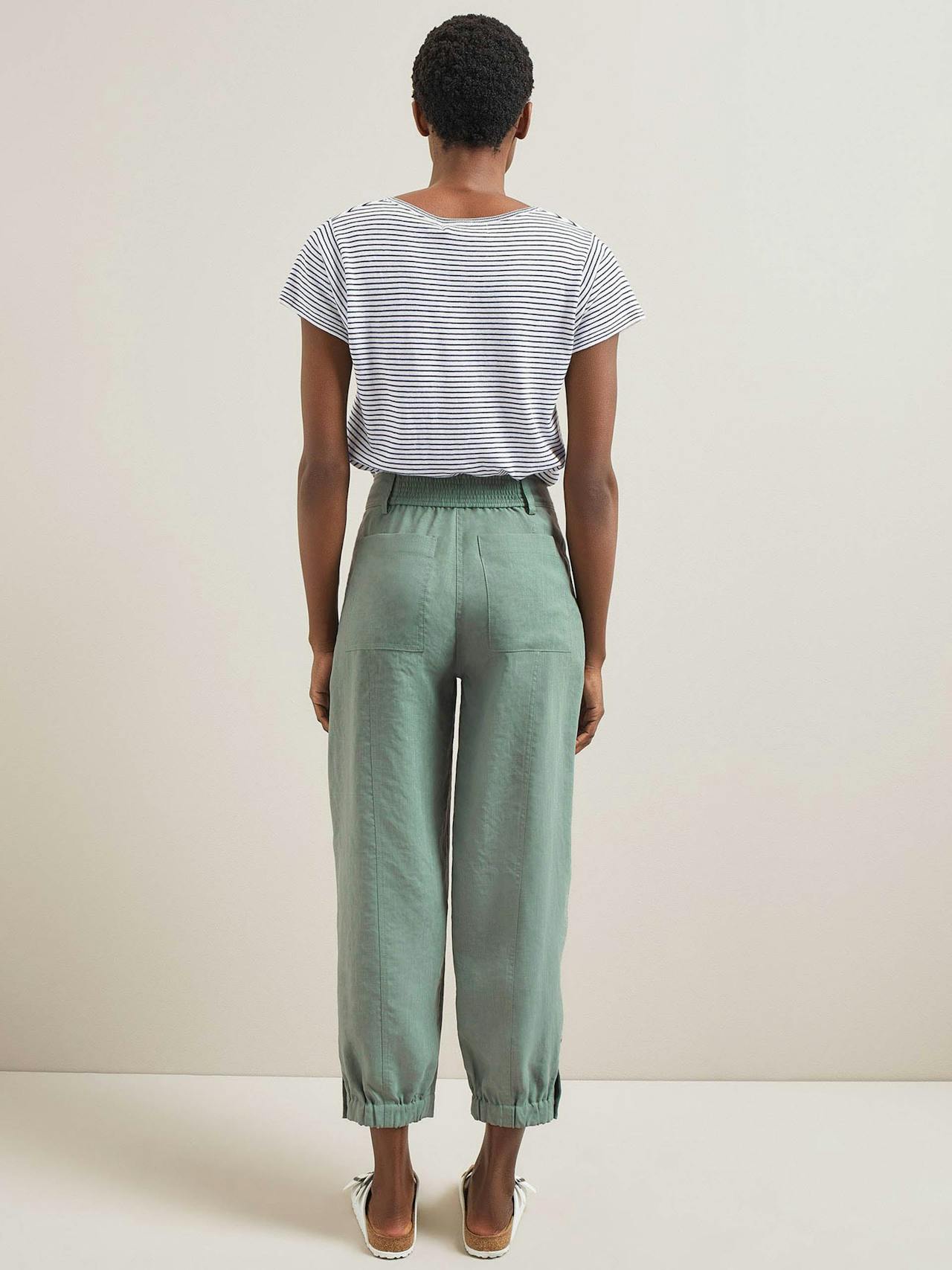 Sage green Tyson techni linen tapered trousers Trouser Cefinn    - Collagerie