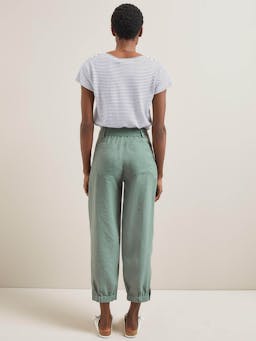 Sage green Tyson techni linen tapered trousers Trouser Cefinn    - Collagerie