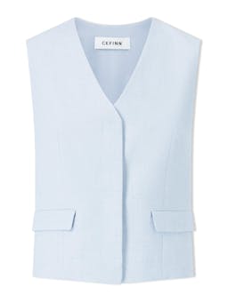 Pale blue Deacon linen blend waistcoat Jacket Cefinn    - Collagerie