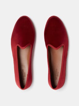 Scarlet red satin soft Venetian slippers Footwear Le Monde Beryl    - Collagerie