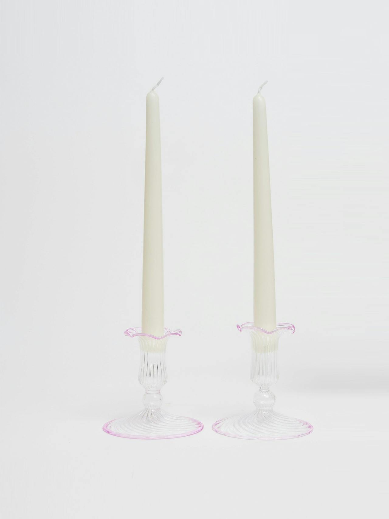 Pink Isla candleholders, set of 2