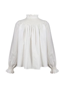 Scholl hand-smocked white blouse with pearl embellishment  Smock London    - Collagerie