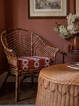 Brick red Piolo bamboo chair Interiors Sharland England    - Collagerie