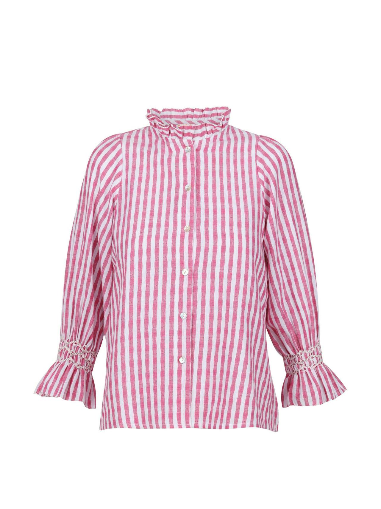 Shelley blouse painted pink stripes with icecap hand smocking edition 1