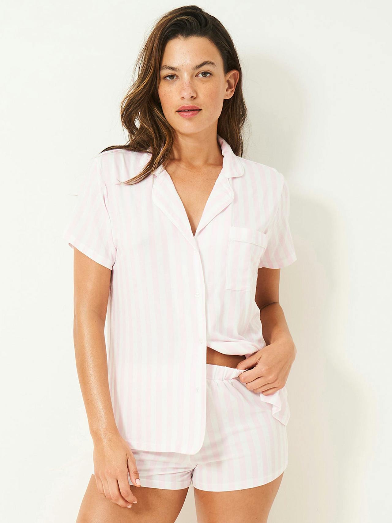 Pale pink stripe short pyjama set Short Pyjama Set Stripe & Stare    - Collagerie