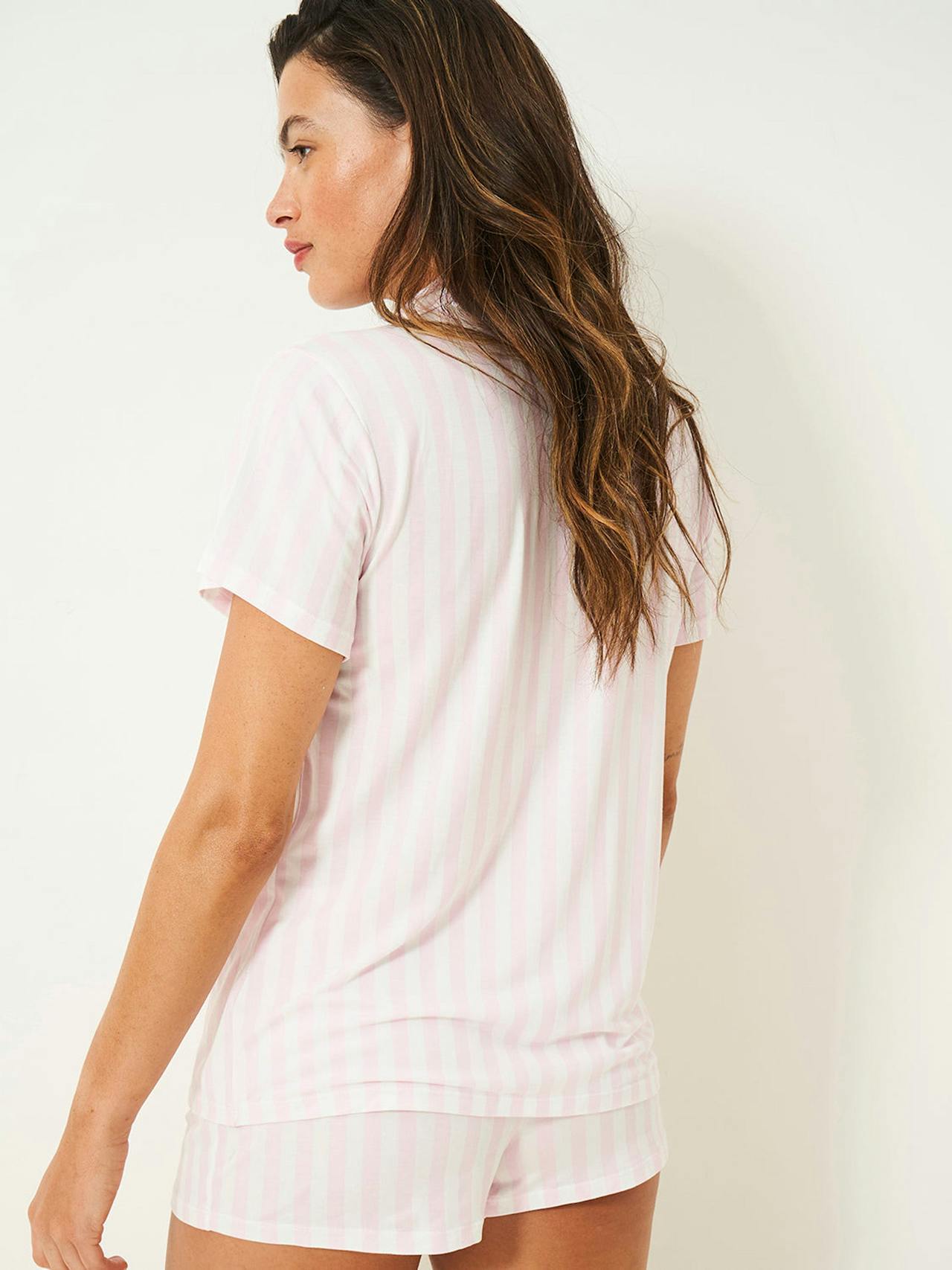 Pale pink stripe short pyjama set Short Pyjama Set Stripe & Stare    - Collagerie