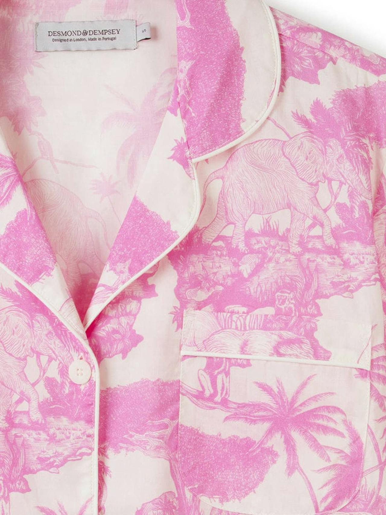 Long pyjama set loxodonta print pink Long Pyjama Set Desmond & Dempsey    - Collagerie