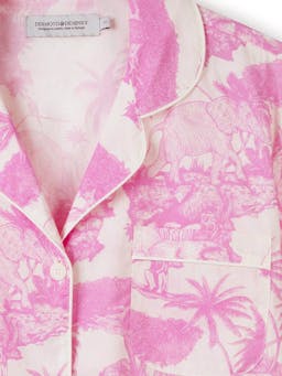 Long pyjama set loxodonta print pink Long Pyjama Set Desmond & Dempsey    - Collagerie