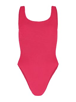 Metallic raspberry Square neck swimsuit Swimsuit Hunza G    - Collagerie