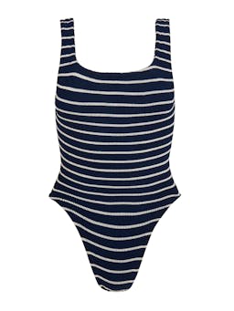 Navy and white square neck stripe swim Clothing Hunza G    - Collagerie