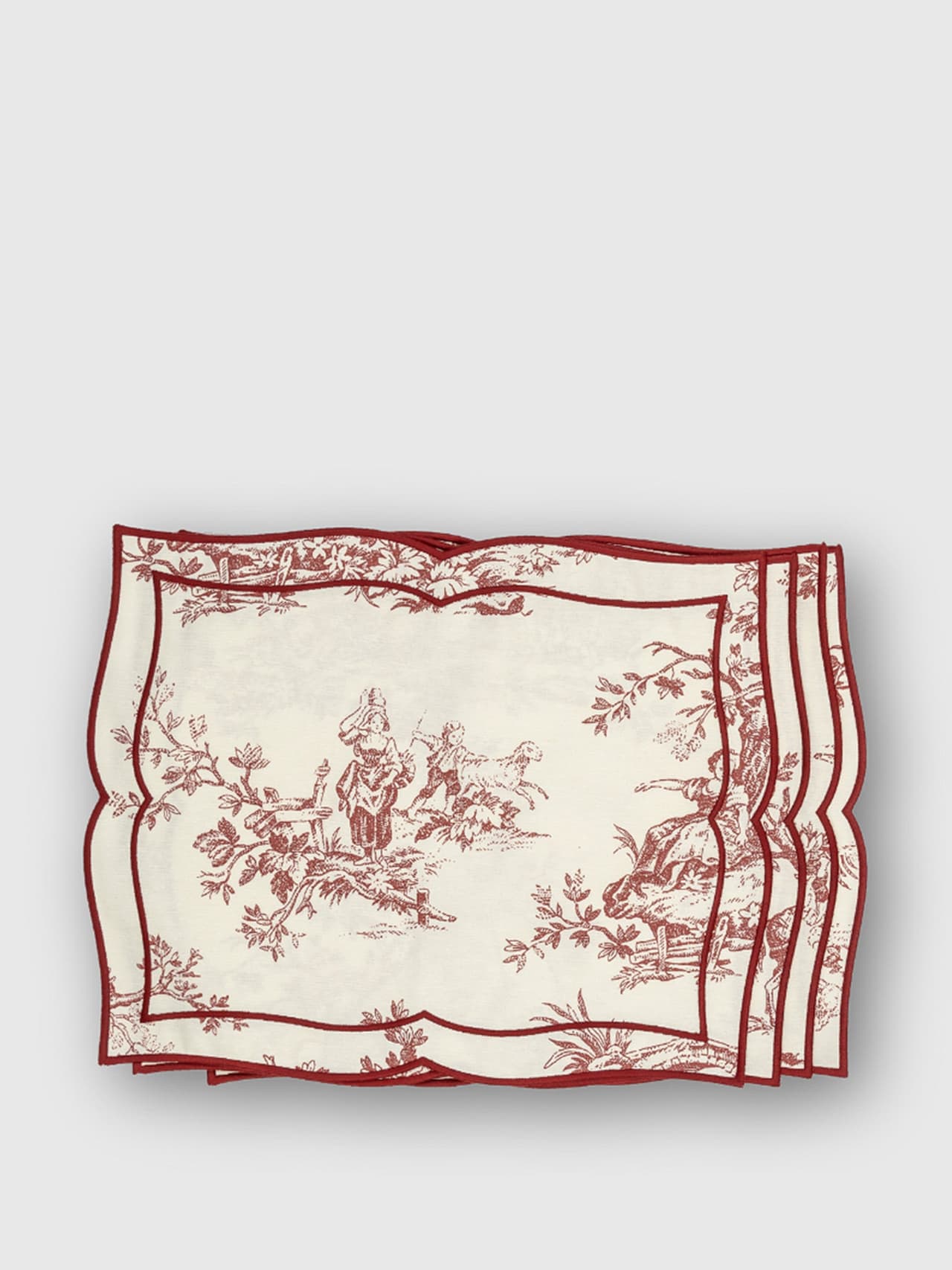 Maroon toile placemats, set of 4