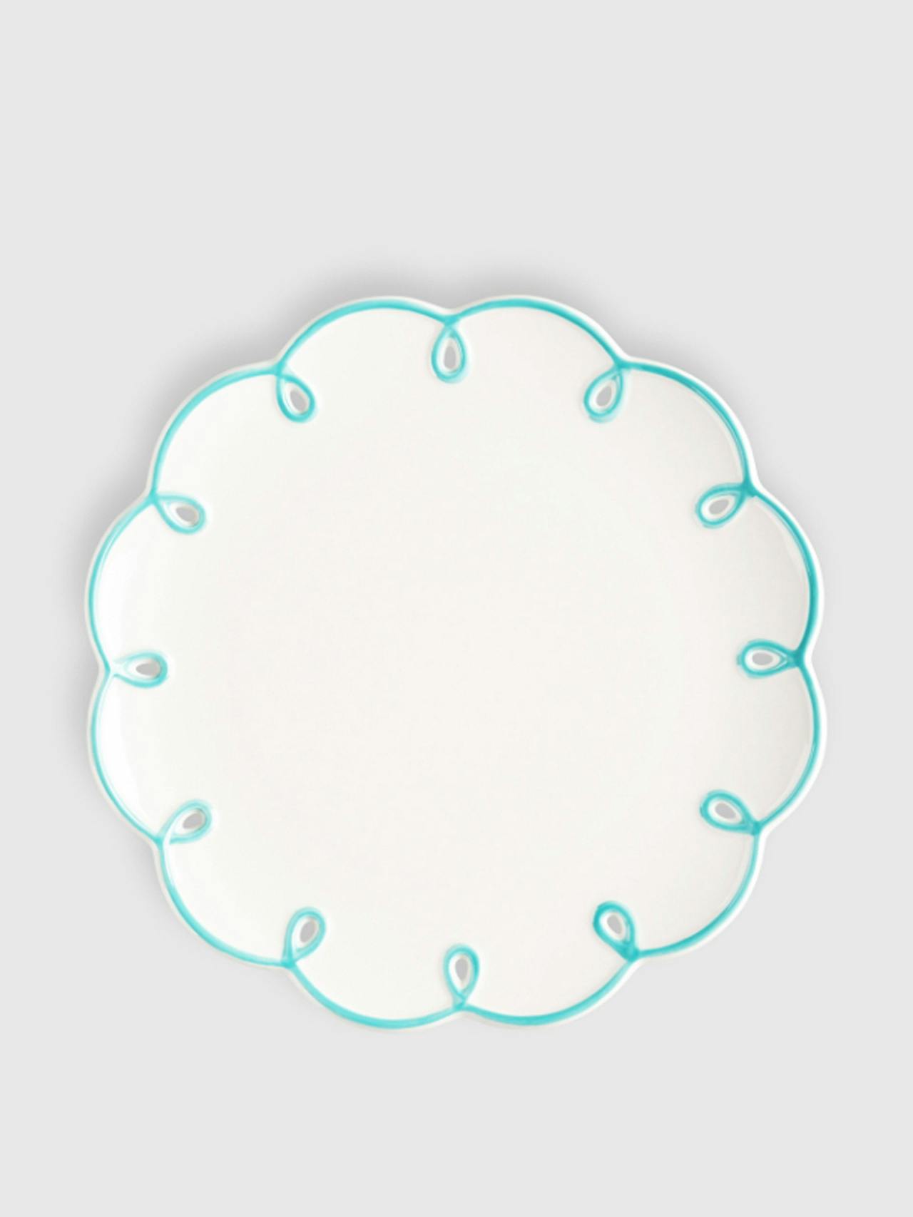 Turquoise edged squiggle starter plates, set of 4