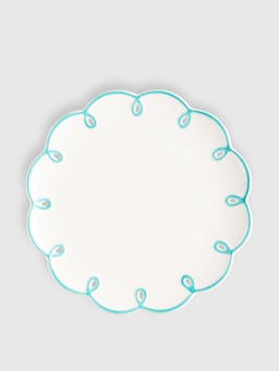 Turquoise edged squiggle starter plates, set of 4 SALES Maison Margaux    - Collagerie