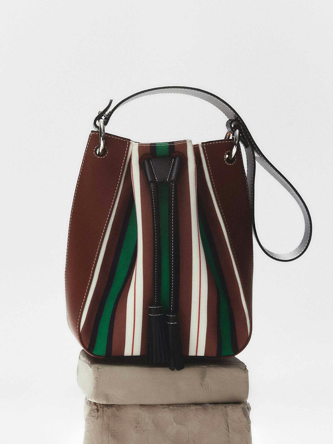 Chestnut, black and green stripe Bollo bag Strathberry x Collagerie Bollo Strathberry x Collagerie    - Collagerie