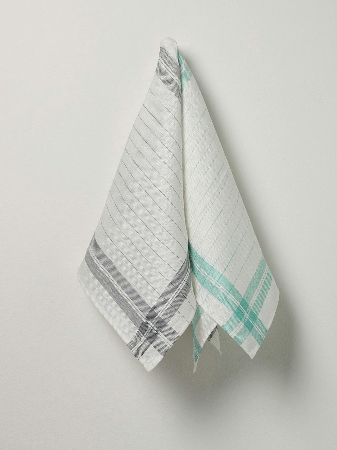 Stripe kitchen towel turquoise, set of 4 Kitchen Linen Volga Linen    - Collagerie