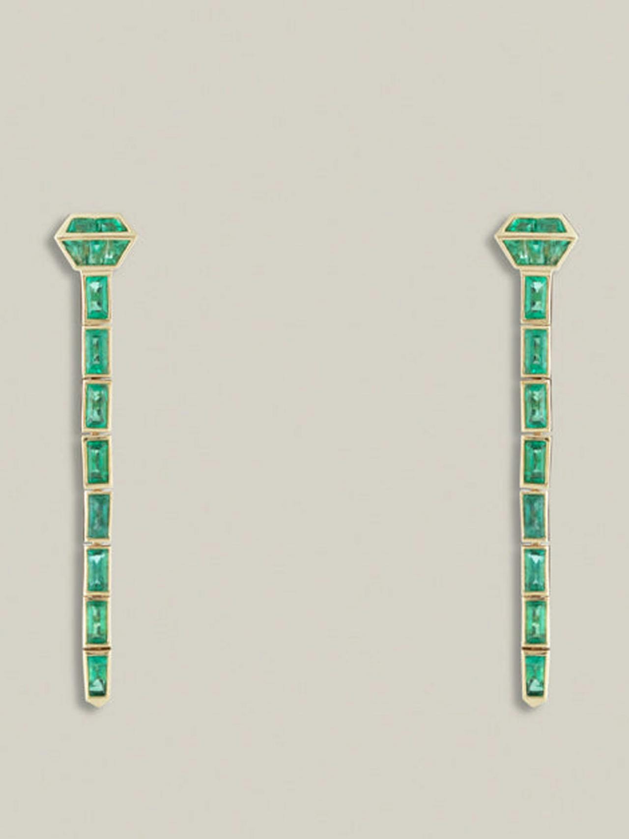 The Lucky One long emerald earrings