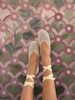 Cream Summer swing flats Ribbon Flabelus    - Collagerie