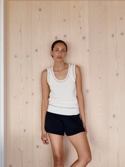 The knitted shorts in navy The SHORTS Navygrey    - Collagerie