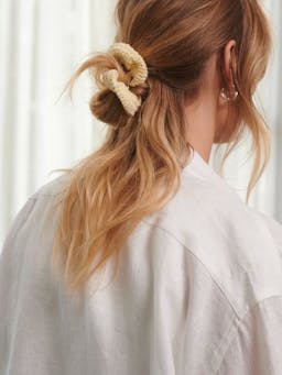 Ramunės: sunrise and oat milk cotton scrunchie Crochet Scrunchie The Knotty Ones    - Collagerie