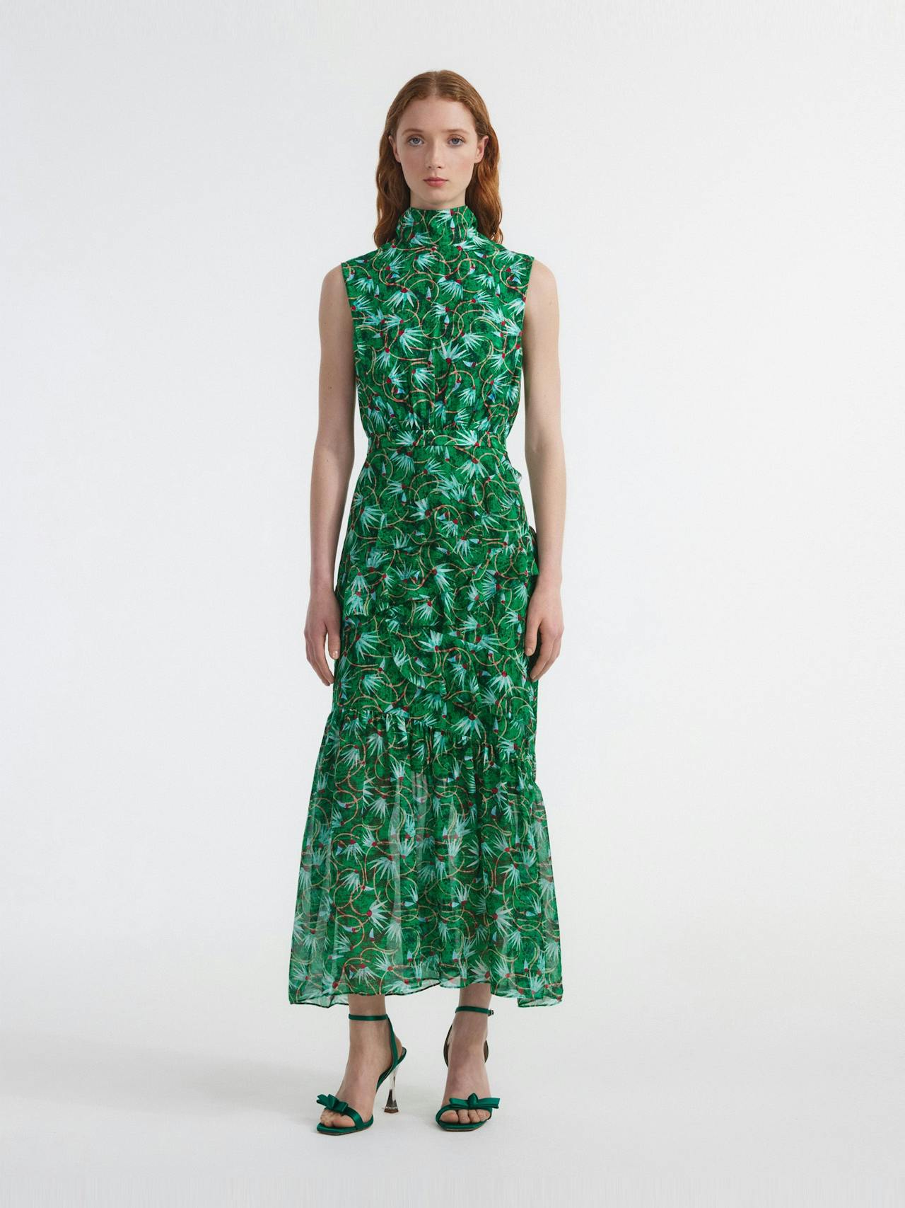 Padma emerald Fleur ruffle dress Dress Saloni    - Collagerie