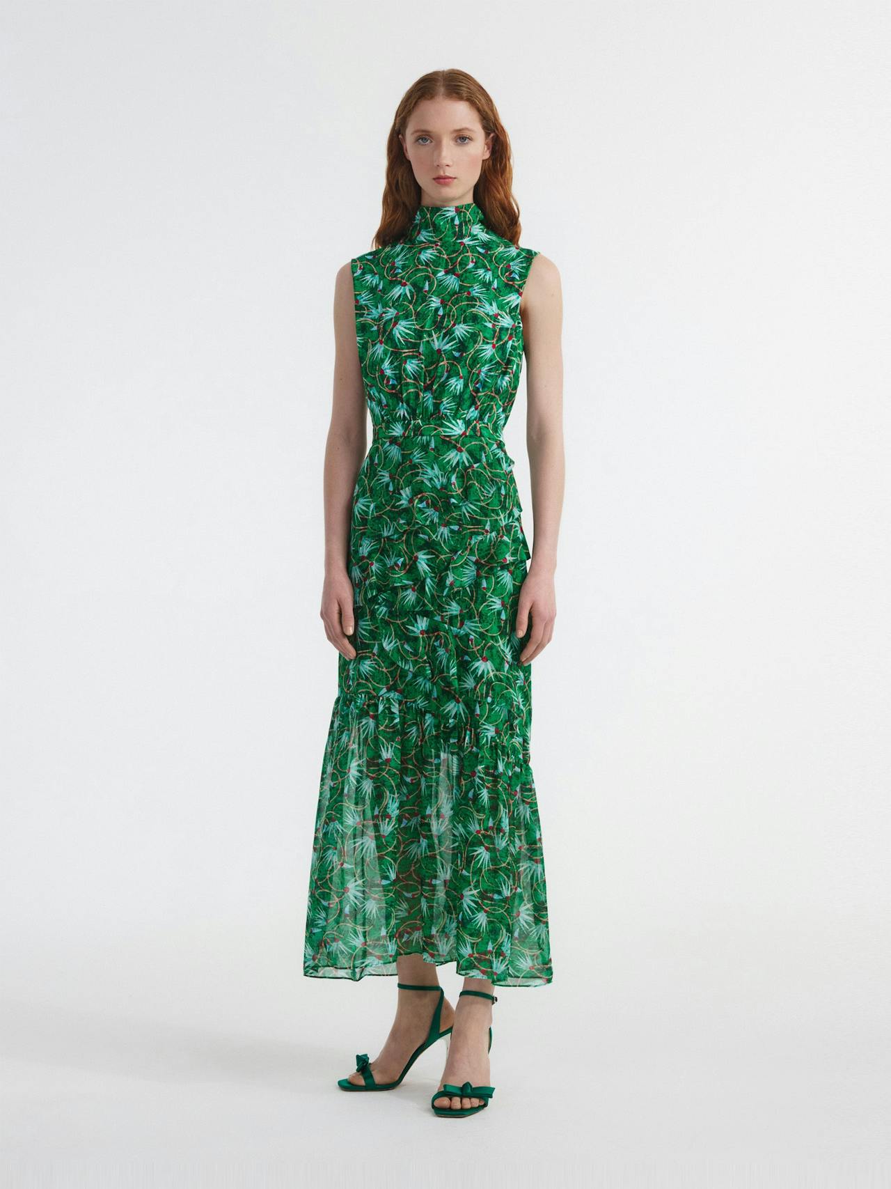 Padma emerald Fleur ruffle dress Dress Saloni    - Collagerie