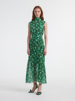 Padma emerald Fleur ruffle dress Dress Saloni    - Collagerie