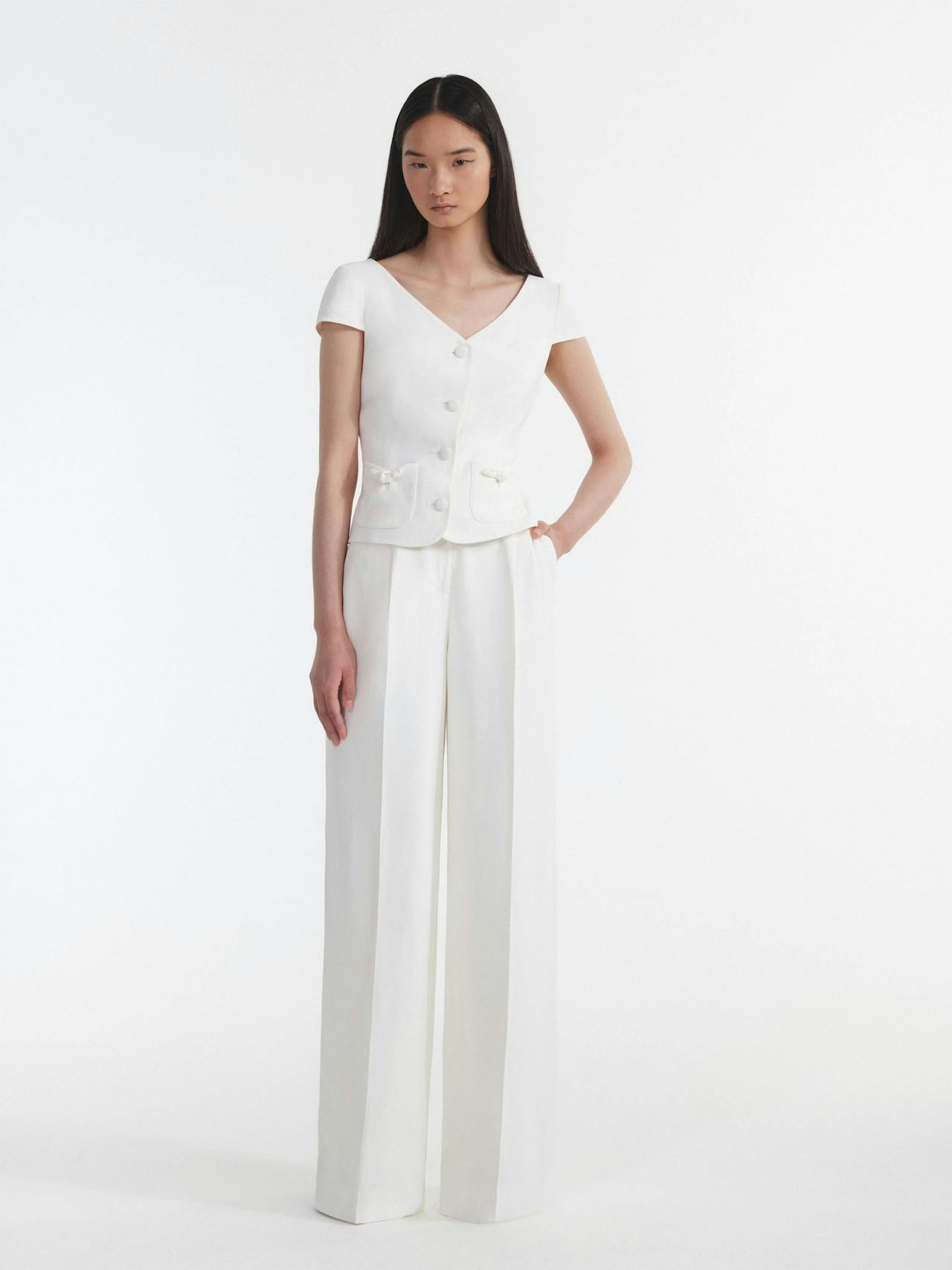 Ivory wide tailored trousers Trouser Saloni    - Collagerie