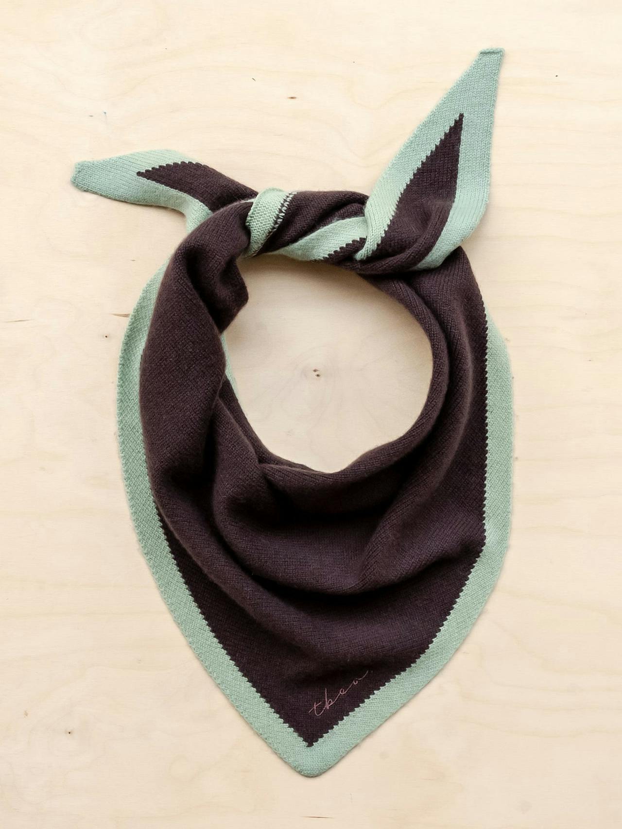 Merino triangle scarf in brown and mint Style > Womens Scarves > Merino Scarves > Triangle TBCo    - Collagerie