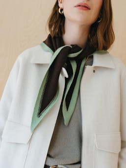 Merino triangle scarf in brown and mint Style > Womens Scarves > Merino Scarves > Triangle TBCo    - Collagerie