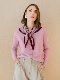 Merino triangle scarf in lilac and burgundy Style > Womens Scarves > Merino Scarves > Triangle TBCo    - Collagerie