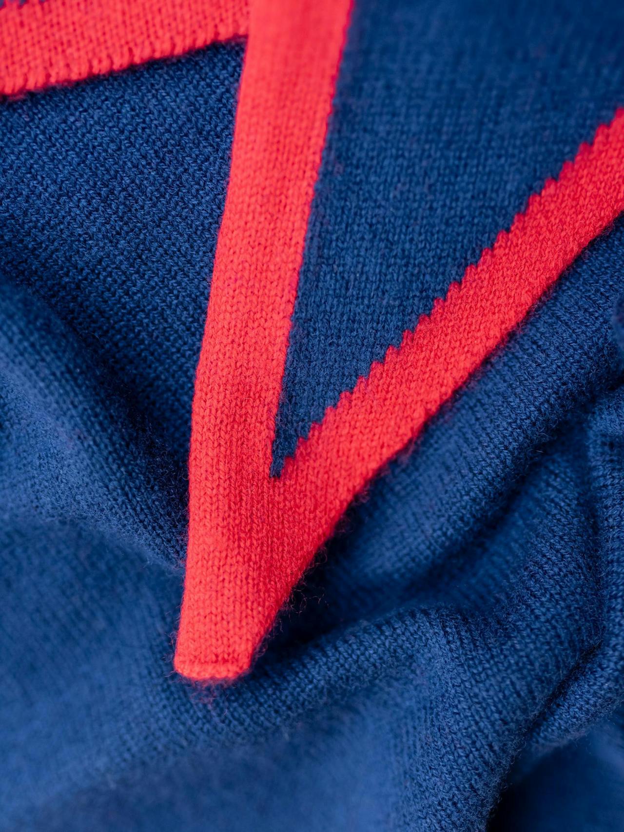 Merino triangle scarf in navy and red Style > Womens Scarves > Merino Scarves > Triangle TBCo    - Collagerie