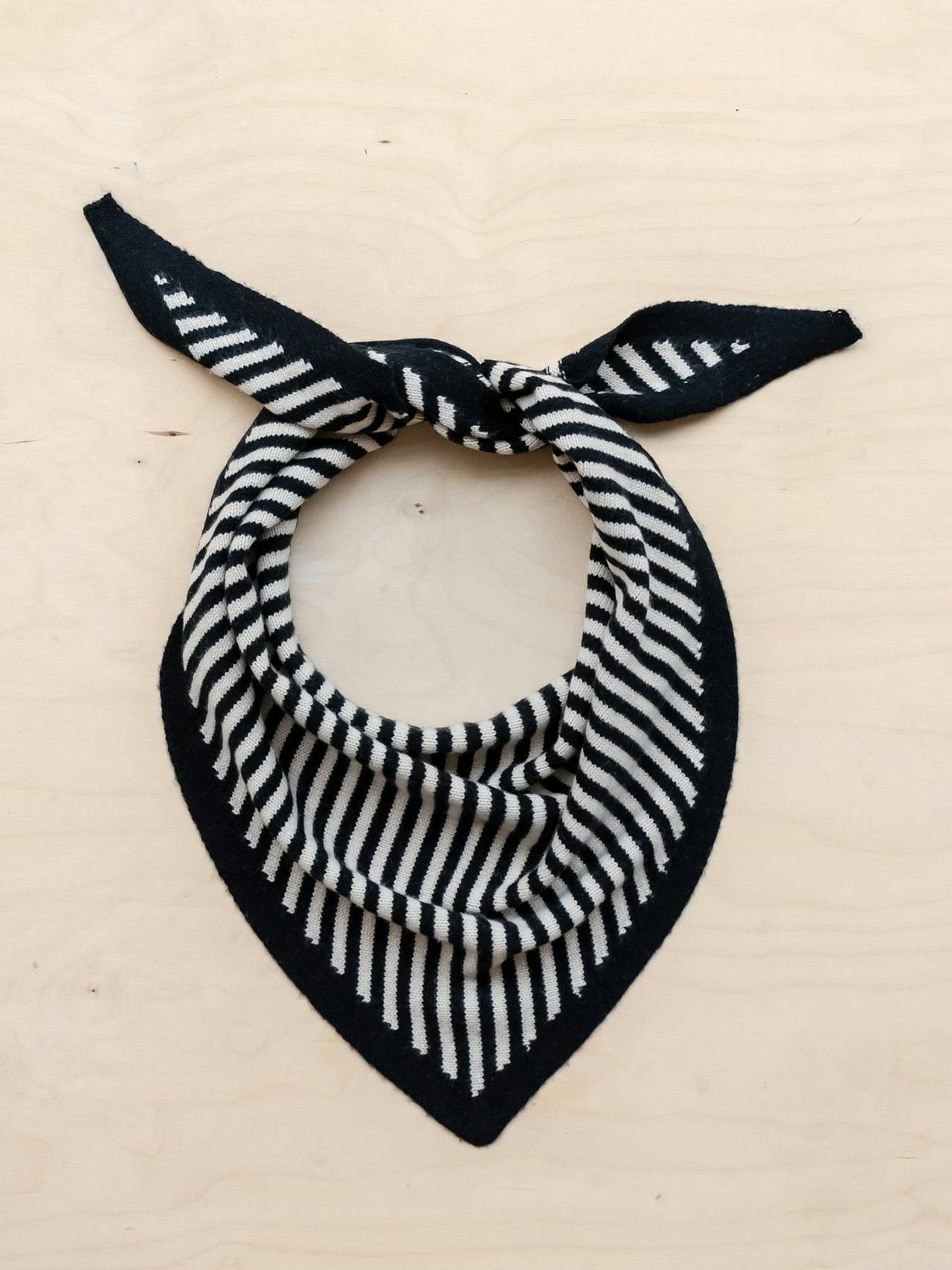 Merino triangle scarf in black stripe Style > Womens Scarves > Merino Scarves > Triangle TBCo    - Collagerie