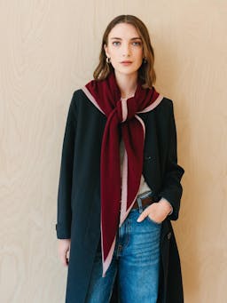 Large merino triangle scarf in burgundy and lilac Style > Womens Scarves > Merino Scarves > Triangle TBCo    - Collagerie