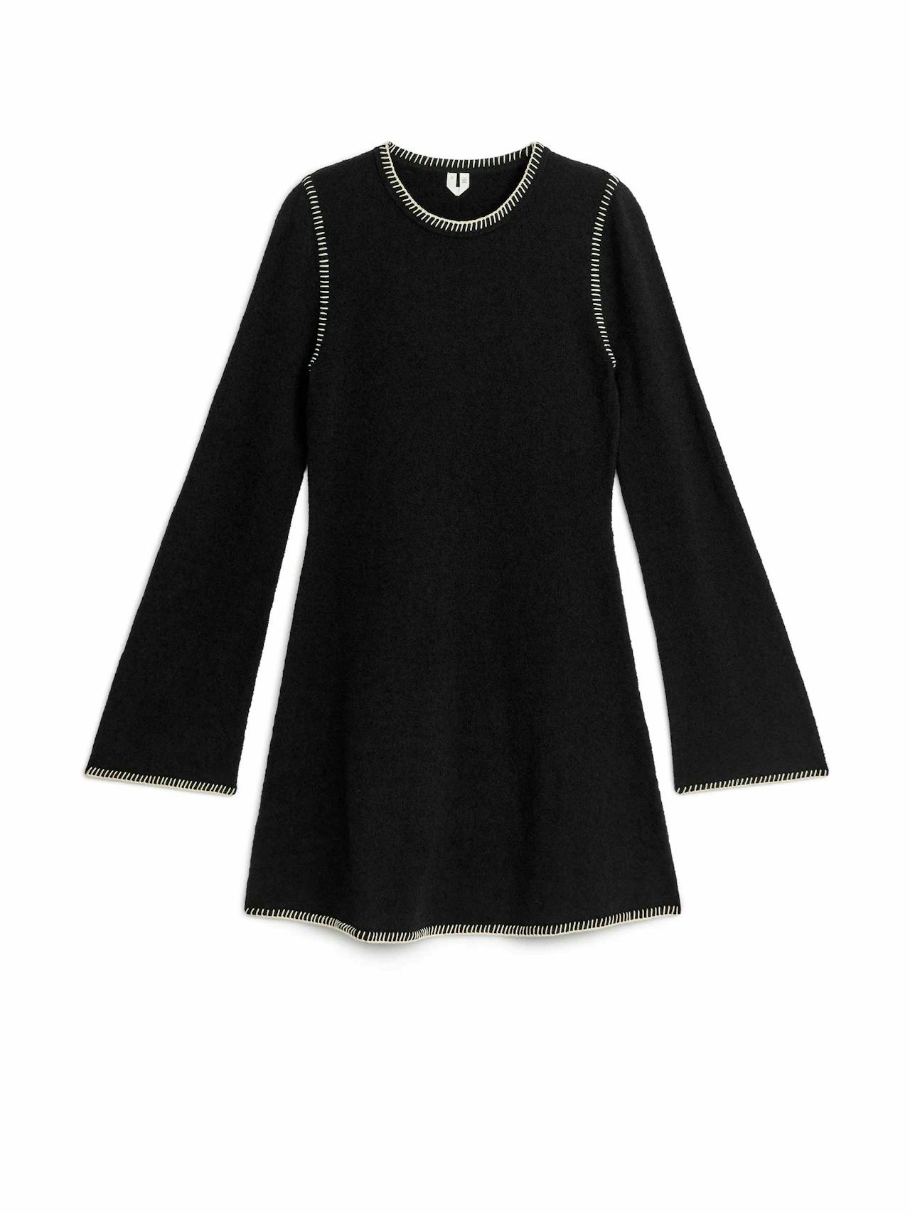 Black blanket stitch knitted dress