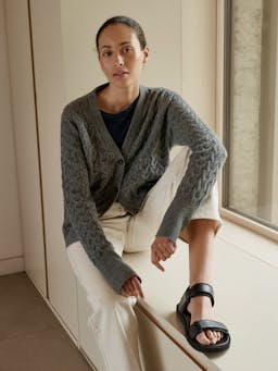 Atlantic grey Cable cardigan The CABLE CARDIGAN Navygrey    - Collagerie