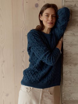 The cable crew in atlantic blue Jumper Navygrey    - Collagerie