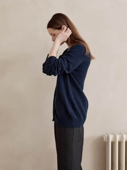 The cardigan 2.0 in navy marl Cardigan Navygrey    - Collagerie