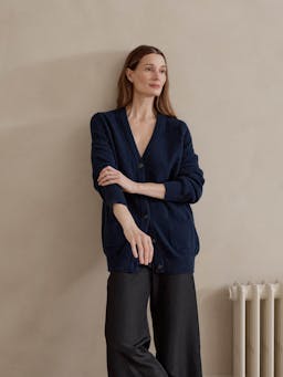 The cardigan 2.0 in navy marl Cardigan Navygrey    - Collagerie