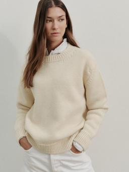 Undyed ecru Chunky field jumper The CHUNKY FIELD Navygrey    - Collagerie