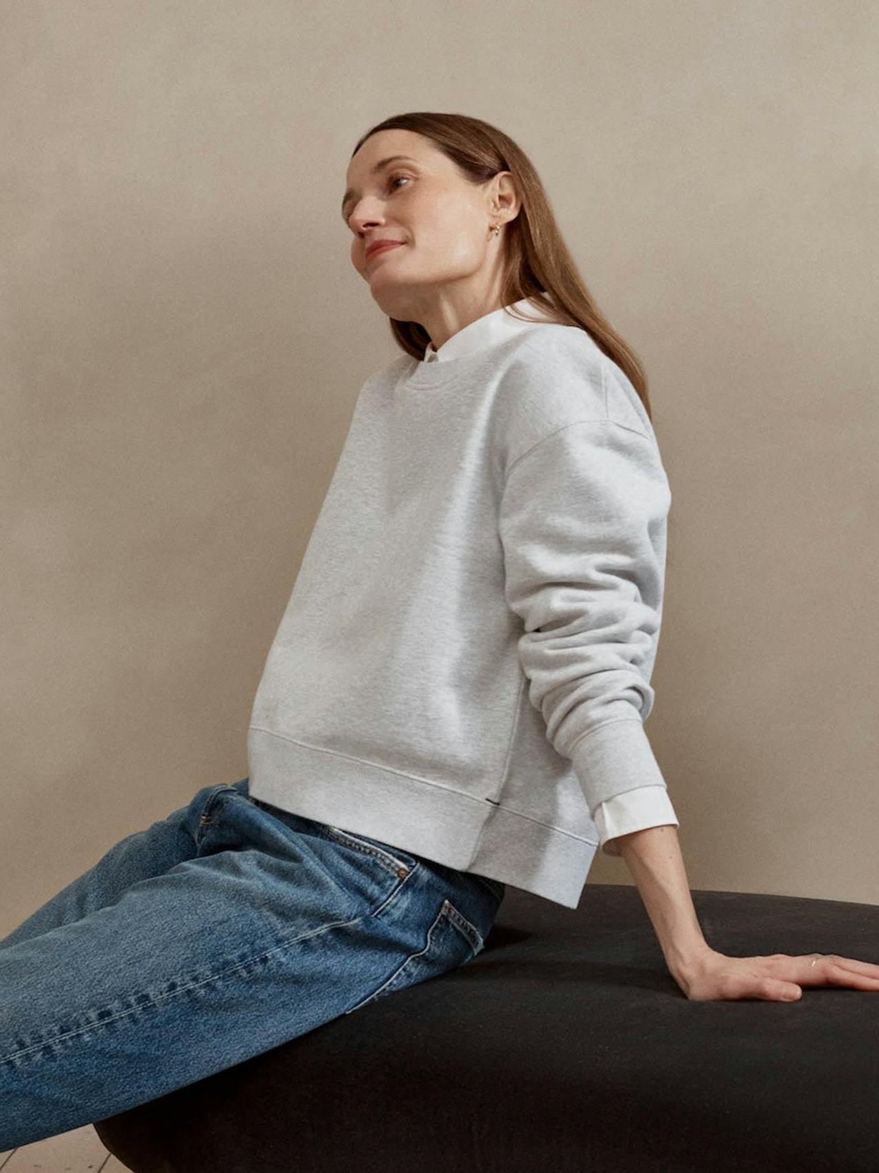 The easy-fit sweatshirt in ice grey Sweatshirt Navygrey    - Collagerie