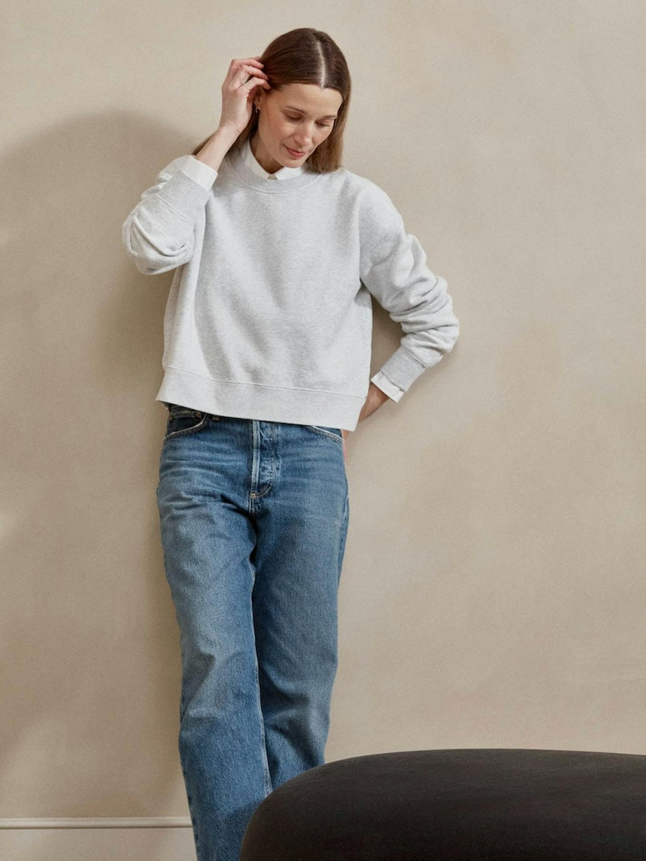 The easy-fit sweatshirt in ice grey Sweatshirt Navygrey    - Collagerie