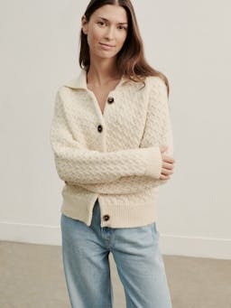 Undyed ecru Maree cardigan The MAREE CARDIGAN Navygrey    - Collagerie