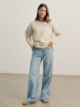 The maree crew in undyed ecru Jumper Navygrey    - Collagerie