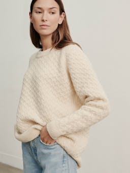 The maree crew in undyed ecru Jumper Navygrey    - Collagerie