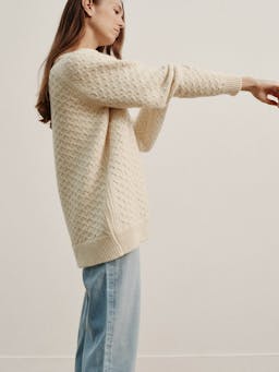 The maree crew in undyed ecru Jumper Navygrey    - Collagerie