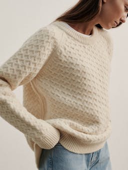 The maree crew in undyed ecru Jumper Navygrey    - Collagerie