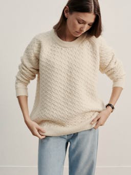 The maree crew in undyed ecru Jumper Navygrey    - Collagerie